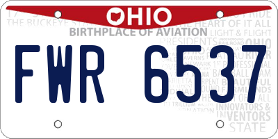OH license plate FWR6537