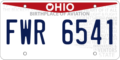 OH license plate FWR6541