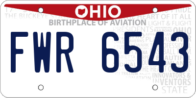 OH license plate FWR6543