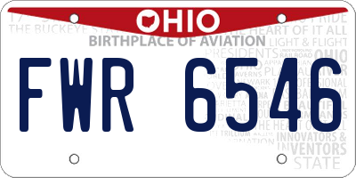 OH license plate FWR6546