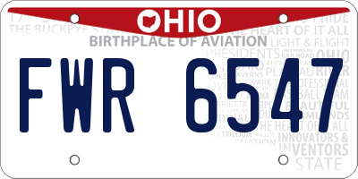 OH license plate FWR6547