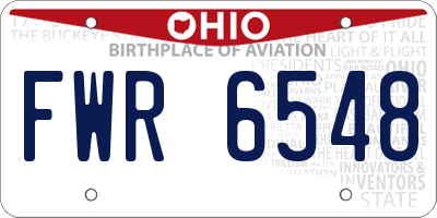 OH license plate FWR6548