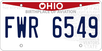 OH license plate FWR6549