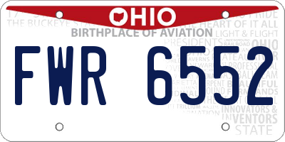 OH license plate FWR6552
