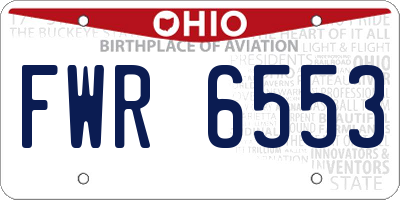 OH license plate FWR6553