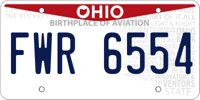 OH license plate FWR6554
