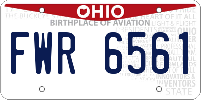 OH license plate FWR6561