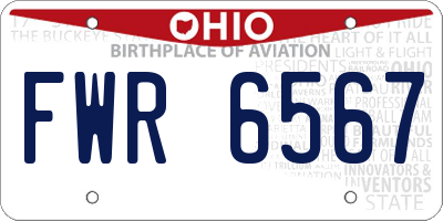 OH license plate FWR6567