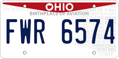 OH license plate FWR6574