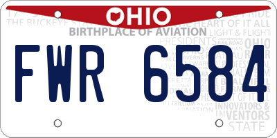 OH license plate FWR6584