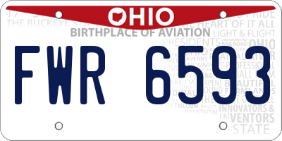 OH license plate FWR6593