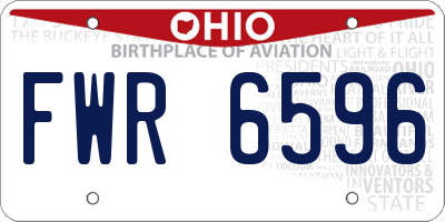 OH license plate FWR6596