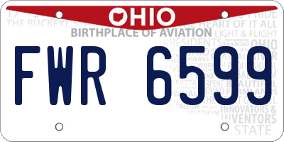 OH license plate FWR6599