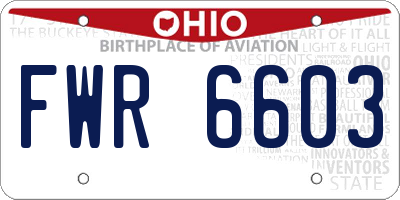 OH license plate FWR6603