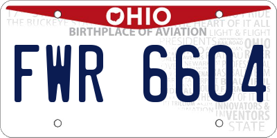 OH license plate FWR6604