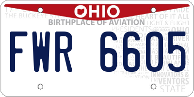OH license plate FWR6605