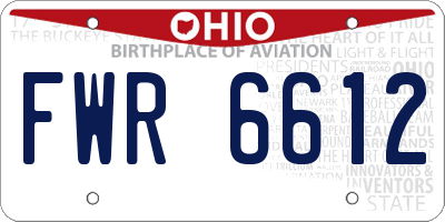 OH license plate FWR6612