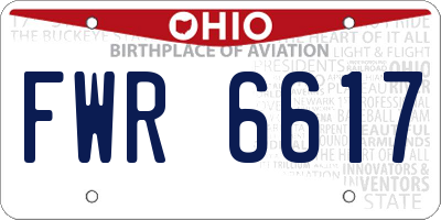OH license plate FWR6617