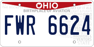 OH license plate FWR6624