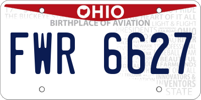 OH license plate FWR6627