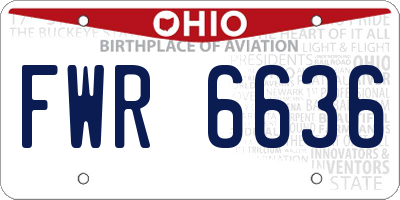 OH license plate FWR6636
