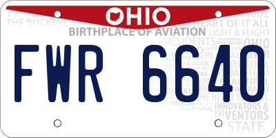OH license plate FWR6640