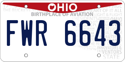 OH license plate FWR6643
