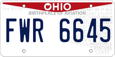 OH license plate FWR6645