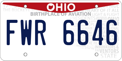 OH license plate FWR6646