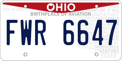 OH license plate FWR6647