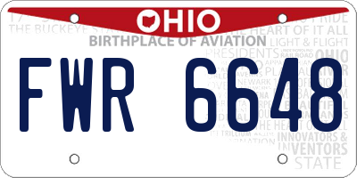 OH license plate FWR6648