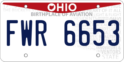OH license plate FWR6653