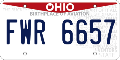 OH license plate FWR6657