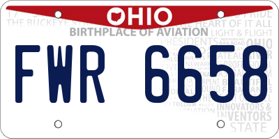OH license plate FWR6658