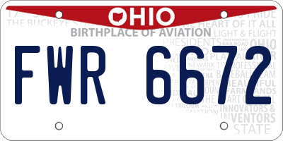 OH license plate FWR6672