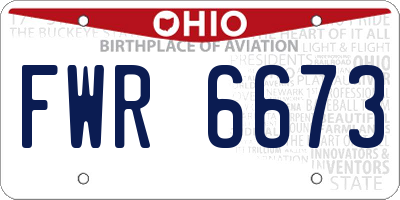 OH license plate FWR6673
