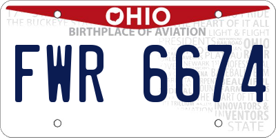 OH license plate FWR6674