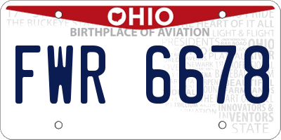 OH license plate FWR6678