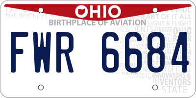 OH license plate FWR6684