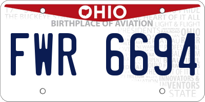 OH license plate FWR6694