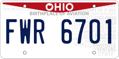 OH license plate FWR6701