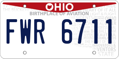 OH license plate FWR6711