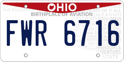 OH license plate FWR6716