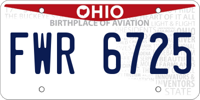 OH license plate FWR6725
