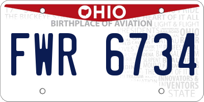 OH license plate FWR6734