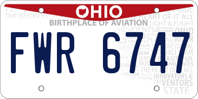 OH license plate FWR6747