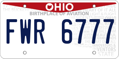 OH license plate FWR6777