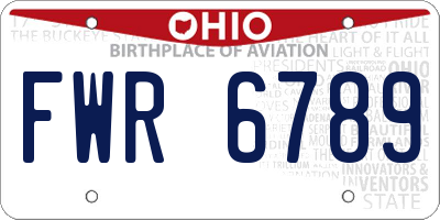 OH license plate FWR6789