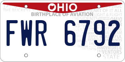 OH license plate FWR6792
