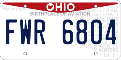 OH license plate FWR6804